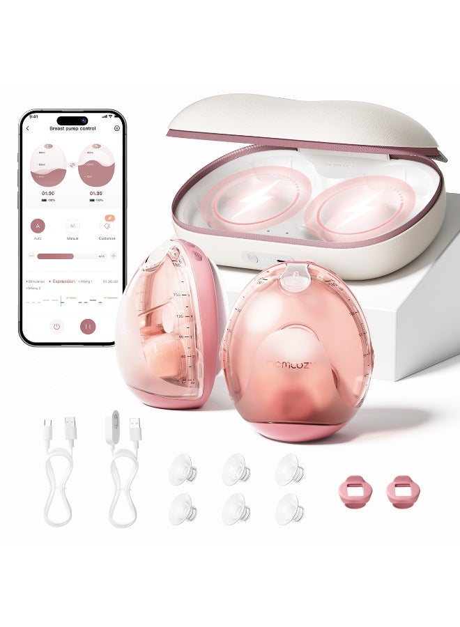 Momcozy Air 1 Ultra-Slim Breast Pump, Hands-Free Wearable Pump with Wireless Charging Case & App Control with Auto Mode & Full-Milk Alert, Industry-First Transparent Top for Easy Nipple Alignment - Image 1